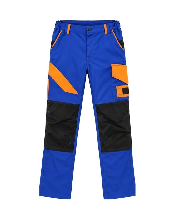 Pantalon bleu et orange, renforts genoux