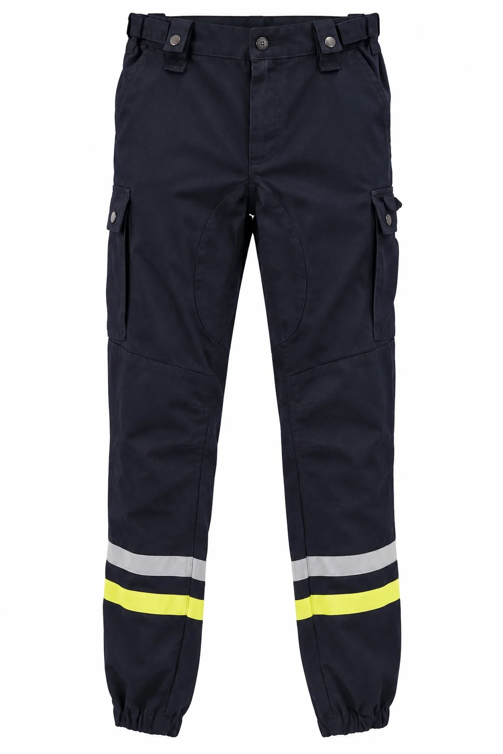 Pantalon marine, bandes réfléchissantes, bas élastiqués